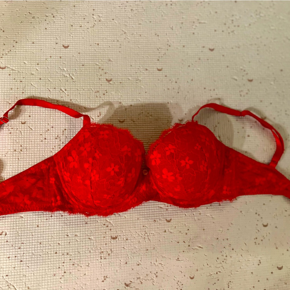 Red lace bra